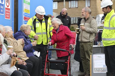 Residents enjoying a coffee on site