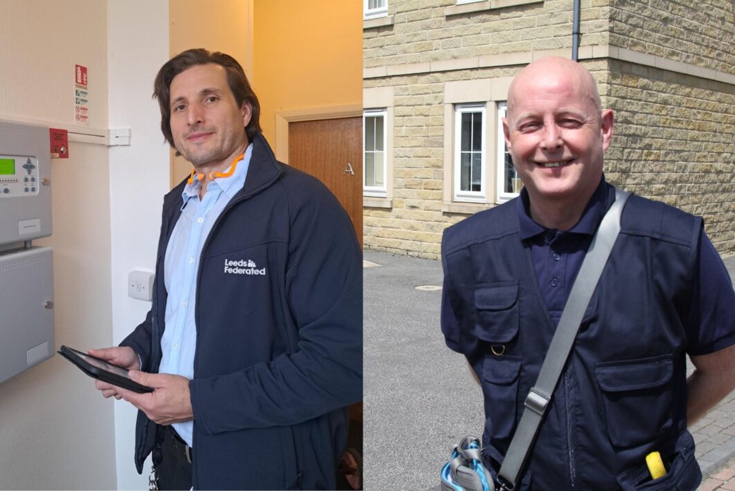 A photo split into two of our fire testing team.