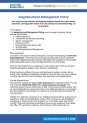 Cover of neighbourhood management policy