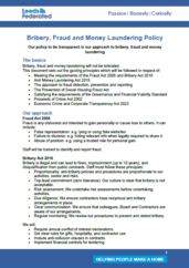 Front cover of bribery, fraud and money laundering policy