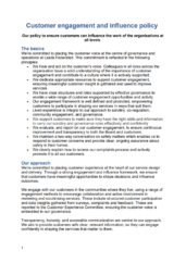 Front page of customer engagement and influence policy
