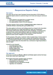 Responsive repairs policy front cover